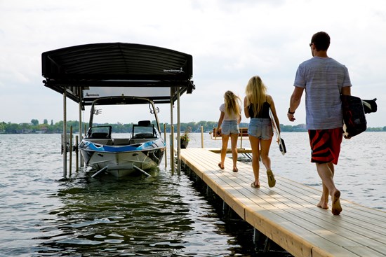 Boat Lift with Revolution Series Canopy and ShoreScreen